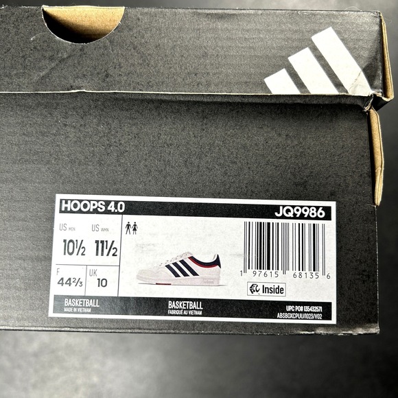 Adidas Hoops 4.0 Low Top Basketball Shoes White Navy‎ Red Mens Size 10.5 JQ9986 - Picture 7 of 7